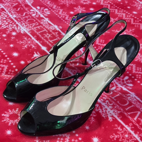 Christian Louboutin Shoes - Louboutin Black Patent Leather Slingback Heels